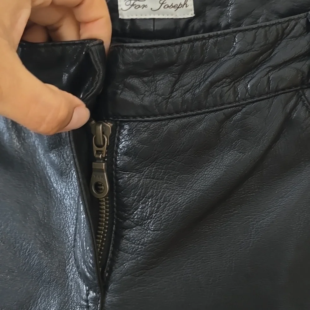 For Joseph Buttery Soft Black Leather Slim Tapered Biker Pants Womens 27